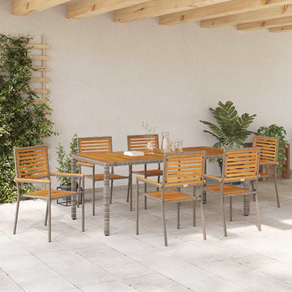 Set da Pranzo per Giardino 7 pcs Grigio polyrattan