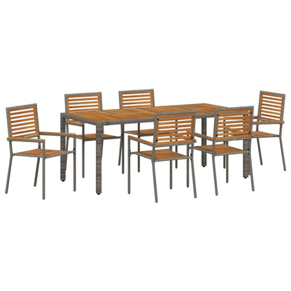 Set da Pranzo per Giardino 7 pcs Grigio polyrattan