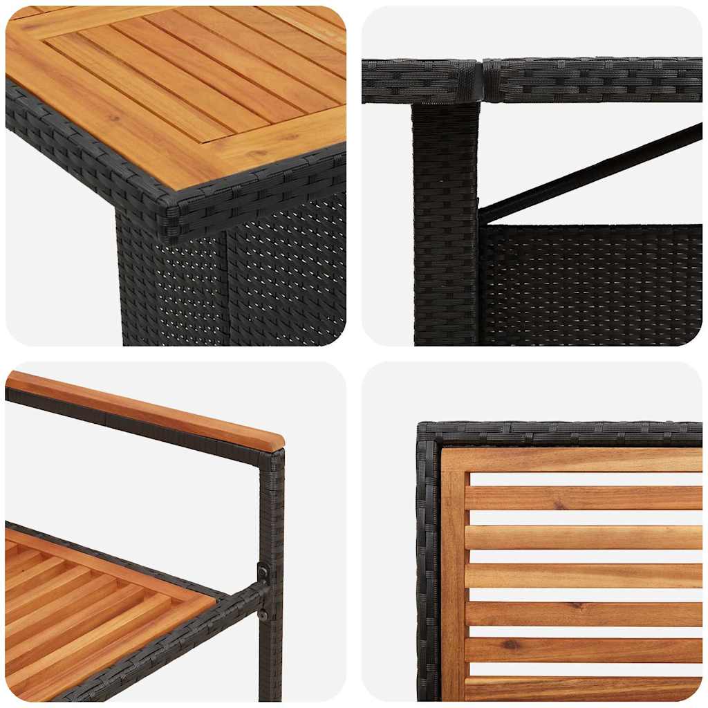 Set da Pranzo per Giardino 9 pcs Nero polyrattan