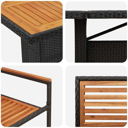 Set da Pranzo per Giardino 9 pcs Nero polyrattan