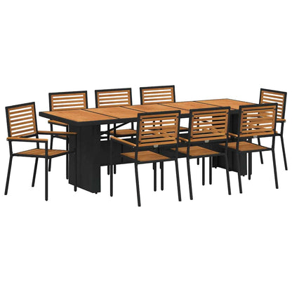 Set da Pranzo per Giardino 9 pcs Nero polyrattan