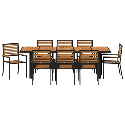 Set da Pranzo per Giardino 9 pcs Nero polyrattan