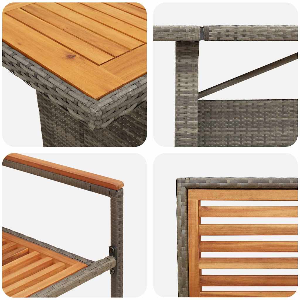 Set da Pranzo per Giardino 9 pcs Grigio e Marrone polyrattan | homemem39