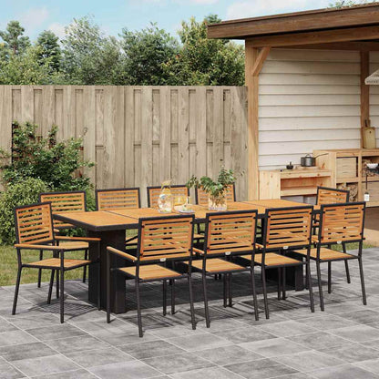 Set da Pranzo per Giardino 11 pcs Nero polyrattan