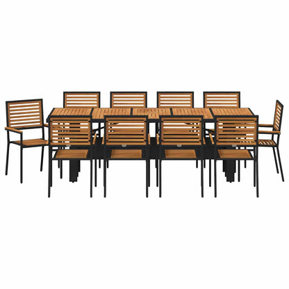 Set da Pranzo per Giardino 11 pcs Nero polyrattan
