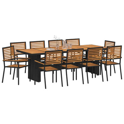 Set da Pranzo per Giardino 11 pcs Nero polyrattan