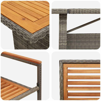 Set da Pranzo per Giardino 11 pcs Grigio e Marrone polyrattan | homemem39