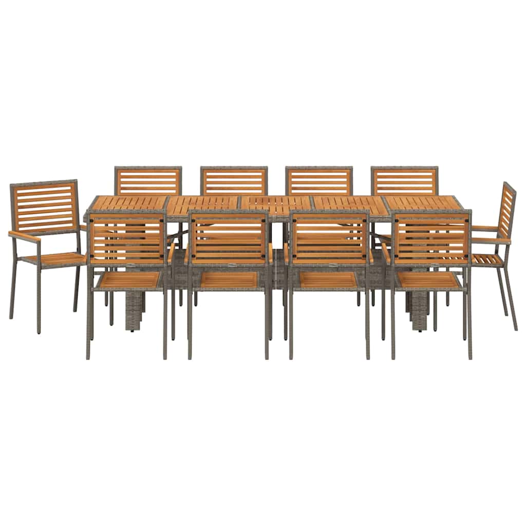 Set da Pranzo per Giardino 11 pcs Grigio e Marrone polyrattan | homemem39