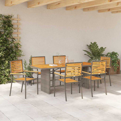 Set da Pranzo per Giardino 7 pcs Grigio polyrattan