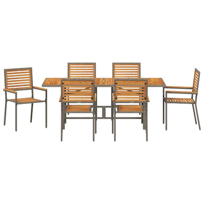 Set da Pranzo per Giardino 7 pcs Grigio polyrattan