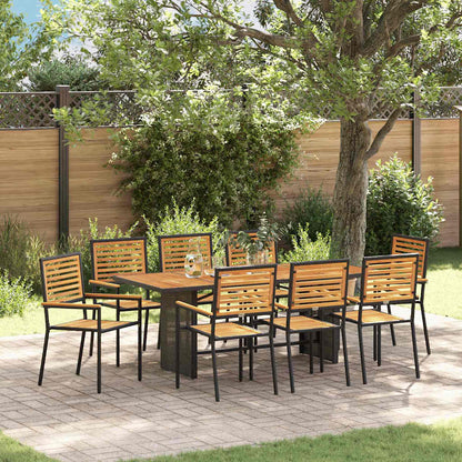 Set da Pranzo per Giardino 9 pcs Nero e Marrone polyrattan