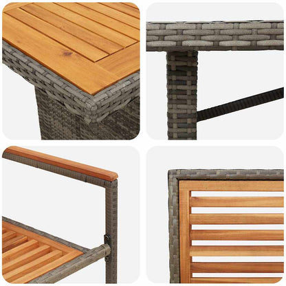 Set da Pranzo per Giardino 9 pcs Grigio polyrattan