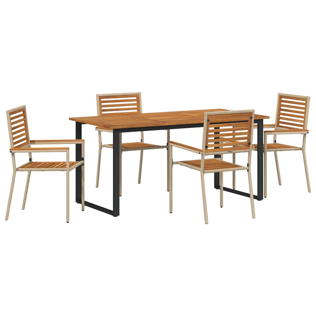 Set da Pranzo per Giardino 5 pcs Beige Legno di Acacia Massello | homemem39