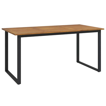 Set da Pranzo per Giardino 7 pcs Nero Legno di Acacia Massello | homemem39