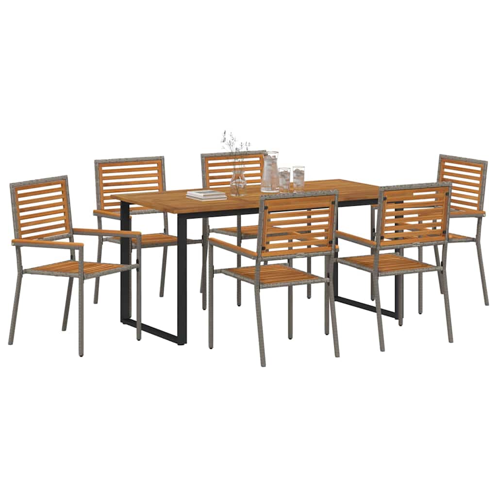 Set da Pranzo per Giardino 7 pcs Grigio | homemem39