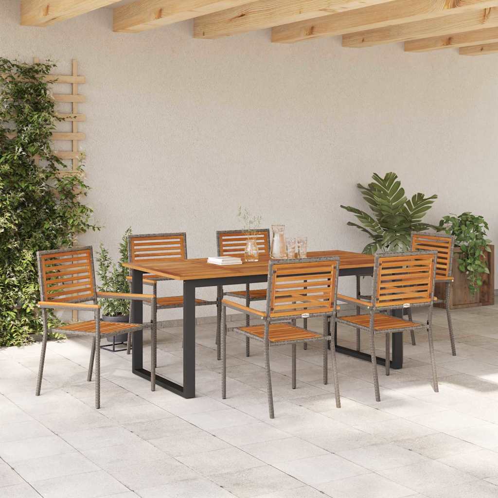 Set da Pranzo per Giardino 7 pcs Grigio | homemem39