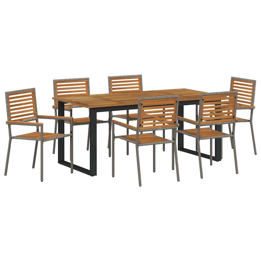 Set da Pranzo per Giardino 7 pcs Grigio | homemem39