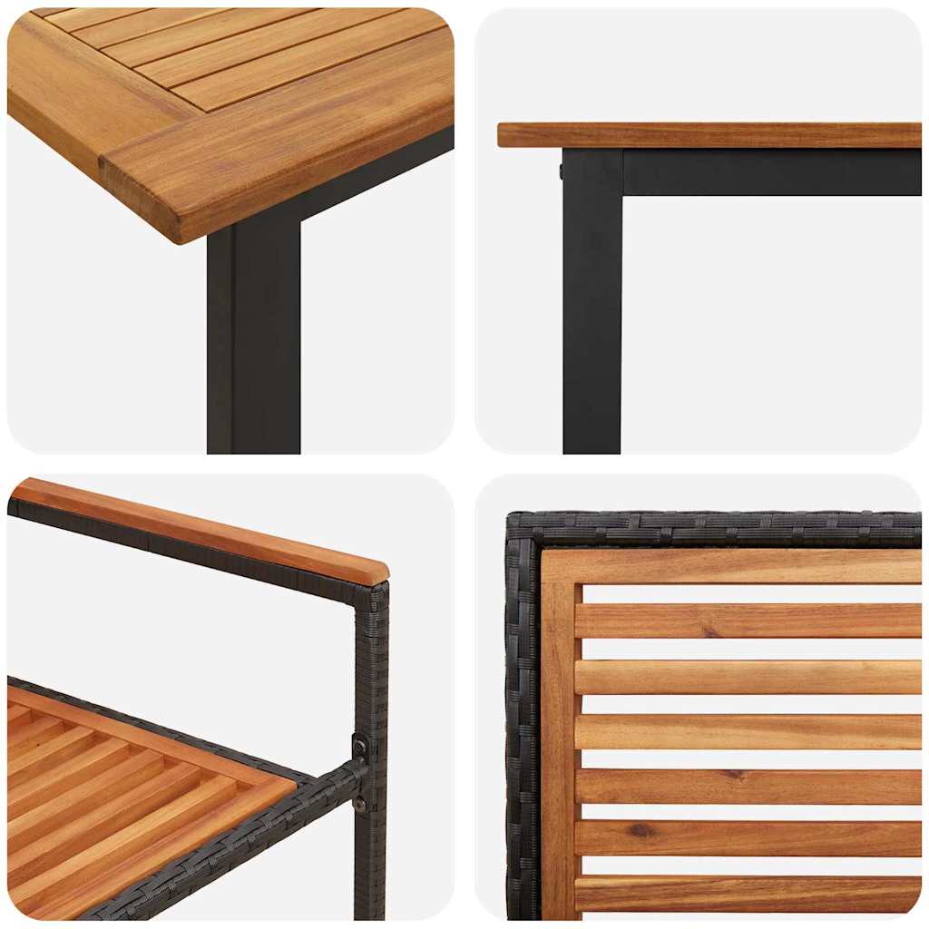 Set da Pranzo per Giardino 7 pcs Nero Legno di Acacia Massello | homemem39
