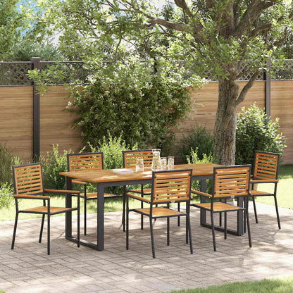 Set da Pranzo per Giardino 7 pcs Nero Legno di Acacia Massello