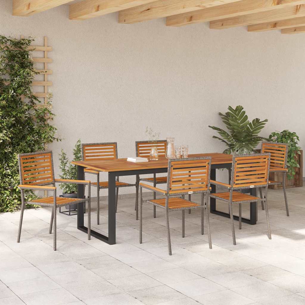 Set da Pranzo per Giardino 7 pcs Grigio