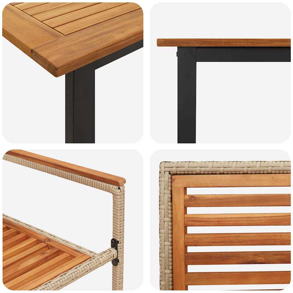 Set da Pranzo per Giardino 7 pcs Beige Legno di Acacia Massello | homemem39