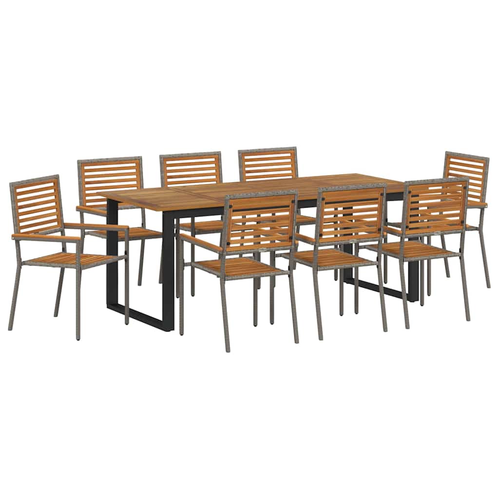 Set da Pranzo per Giardino 9 pcs Grigio | homemem39