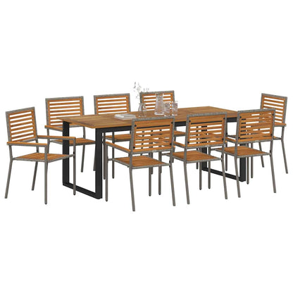 Set da Pranzo per Giardino 9 pcs Grigio | homemem39