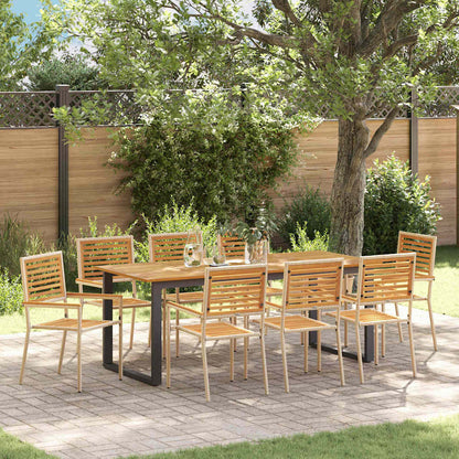 Set da Pranzo per Giardino 9 pcs Beige Legno di Acacia Massello