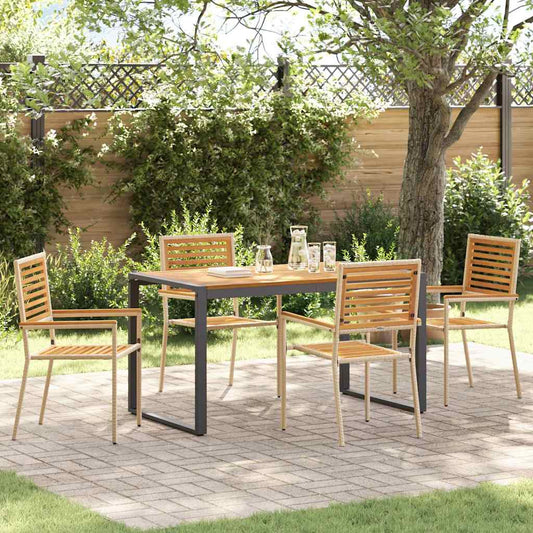 Set da Pranzo per Giardino 5 pcs Beige polyrattan