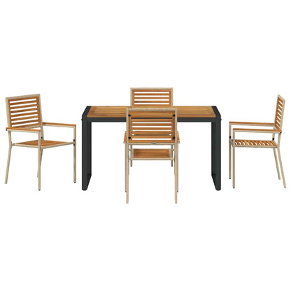 Set da Pranzo per Giardino 5 pcs Beige polyrattan