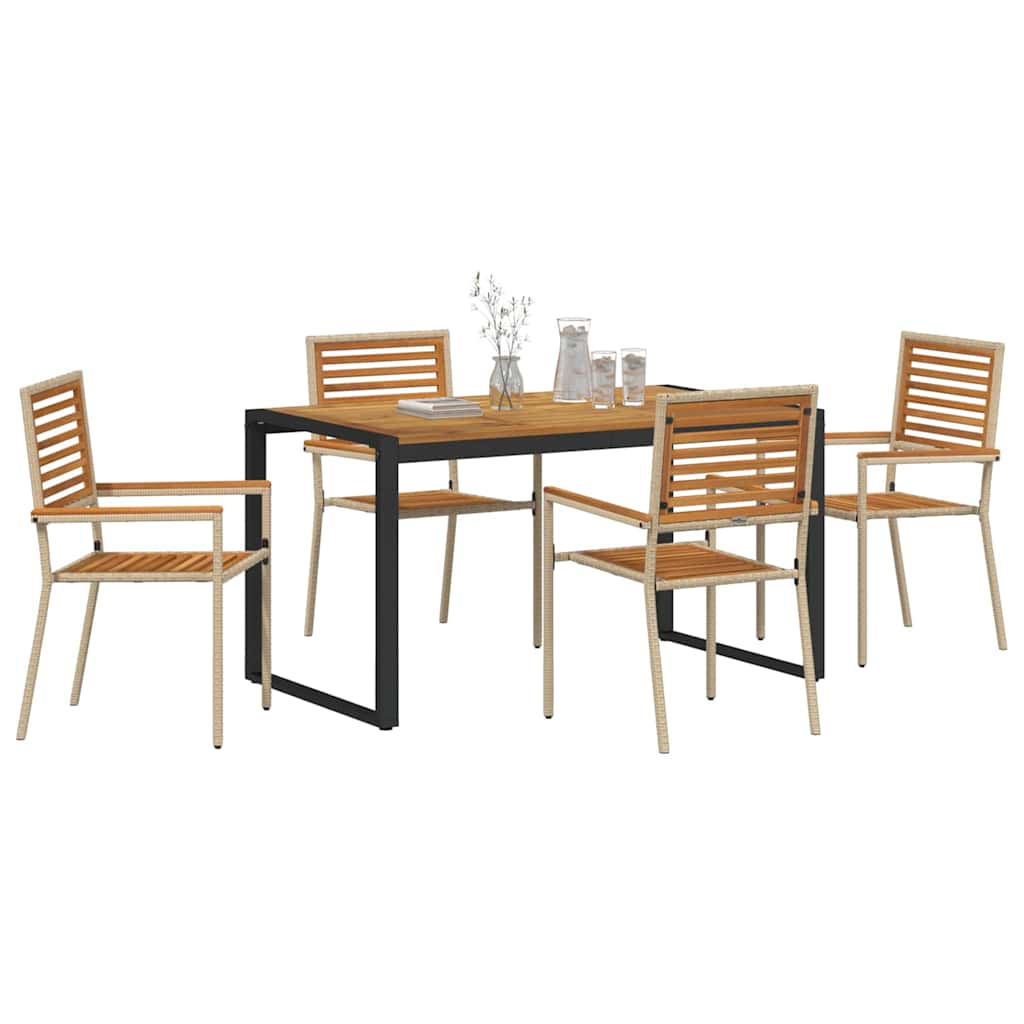 Set da Pranzo per Giardino 5 pcs Beige polyrattan
