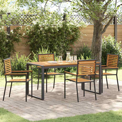 Set da Pranzo per Giardino 5 pcs Nero e Marrone polyrattan