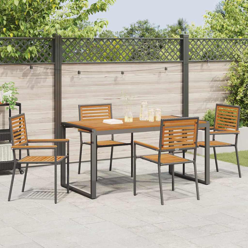 Set da Pranzo per Giardino 5 pcs Nero e Marrone polyrattan