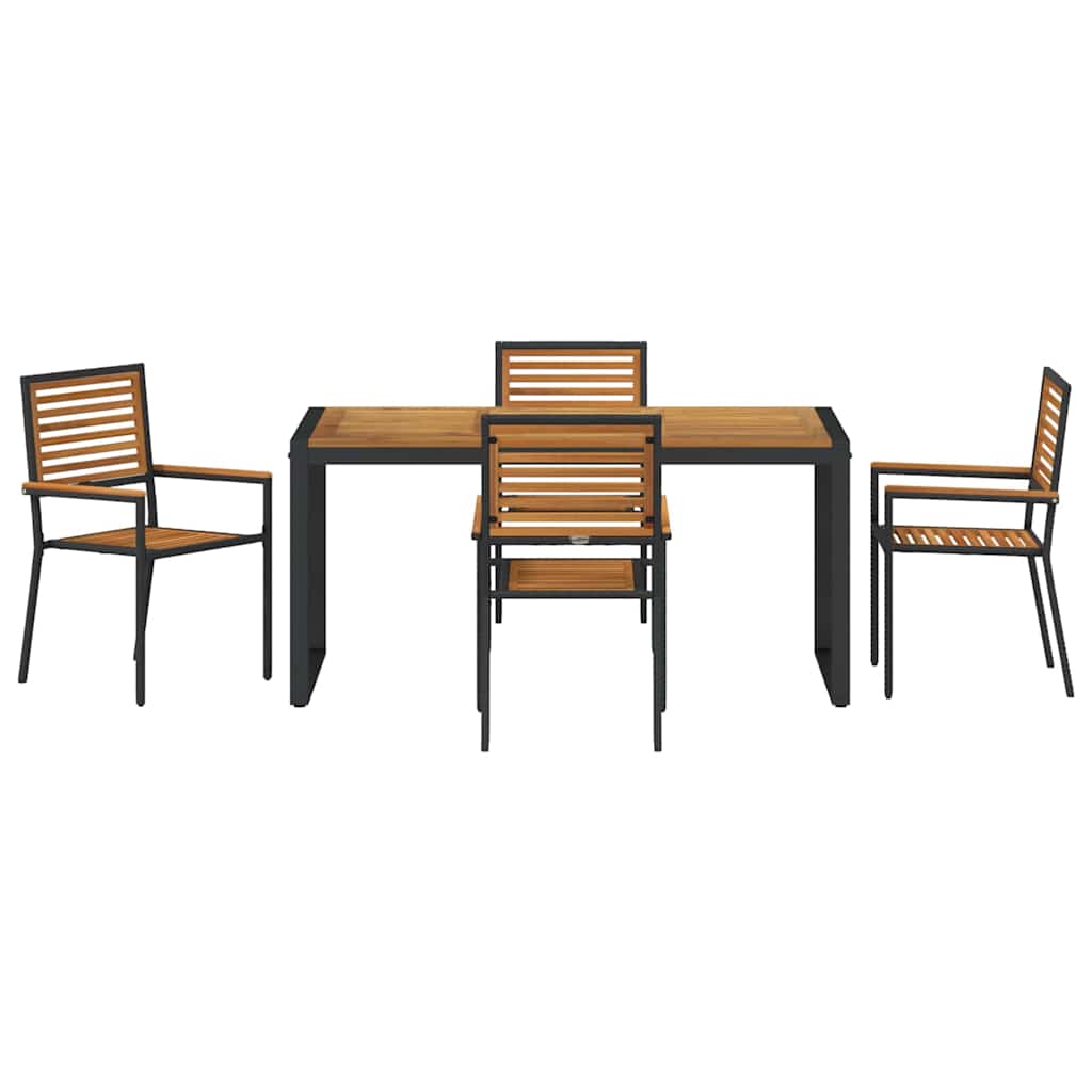 Set da Pranzo per Giardino 5 pcs Nero e Marrone polyrattan | homemem39