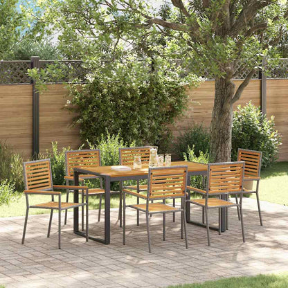 Set da Pranzo per Giardino 7 pcs Grigio e Marrone polyrattan