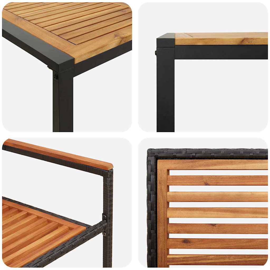 Set da Pranzo per Giardino 7 pcs Nero e Marrone polyrattan | homemem39