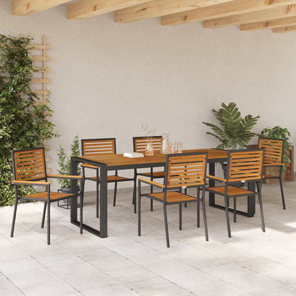 Set da Pranzo per Giardino 7 pcs Nero polyrattan