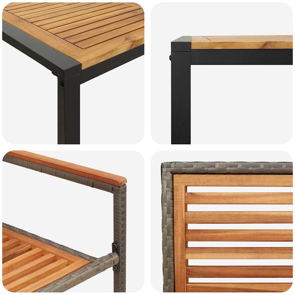 Set da Pranzo per Giardino 7 pcs Grigio polyrattan