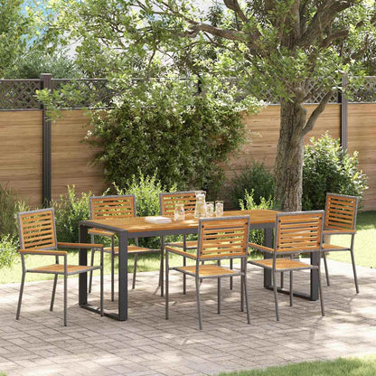 Set da Pranzo per Giardino 7 pcs Grigio polyrattan