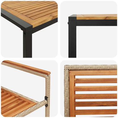 Set da Pranzo per Giardino 7 pcs Beige e Marrone polyrattan