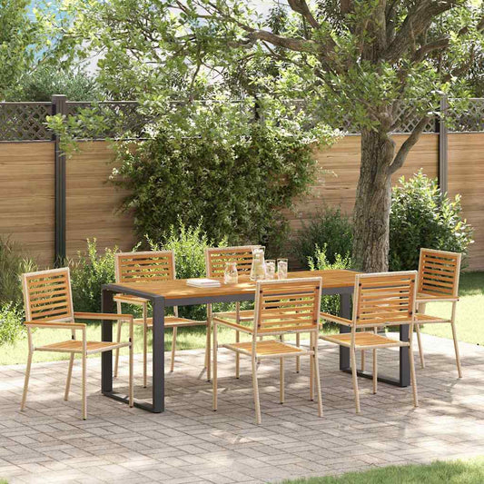 Set da Pranzo per Giardino 7 pcs Beige e Marrone polyrattan