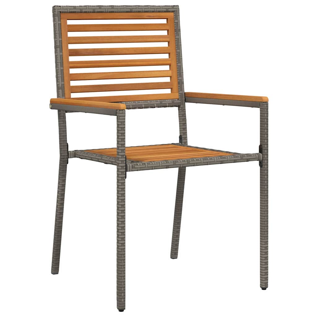 Set da Pranzo per Giardino 9 pcs Grigio e Legno polyrattan