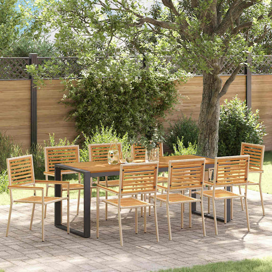 Set da Pranzo per Giardino 9 pcs Beige polyrattan