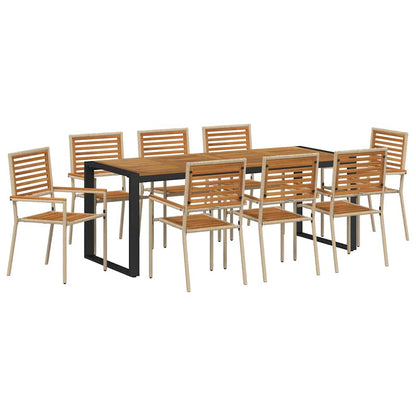 Set da Pranzo per Giardino 9 pcs Beige polyrattan