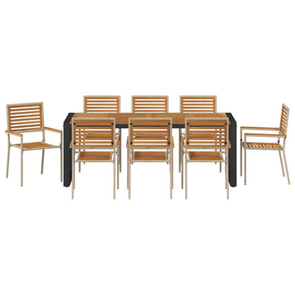 Set da Pranzo per Giardino 9 pcs Beige polyrattan