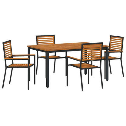 Set da Pranzo per Giardino 5 pcs Nero polyrattan