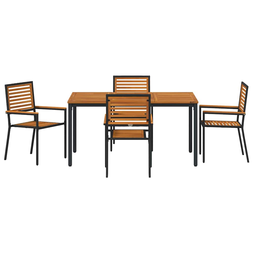 Set da Pranzo per Giardino 5 pcs Nero polyrattan