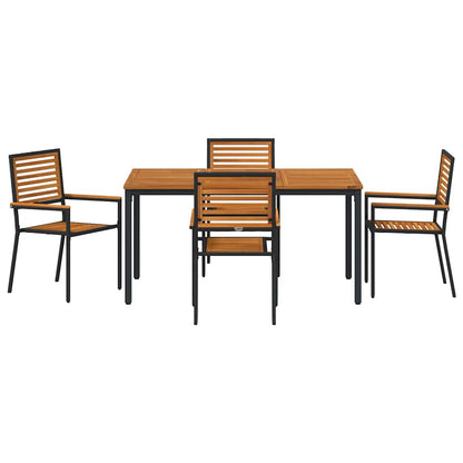 Set da Pranzo per Giardino 5 pcs Nero polyrattan