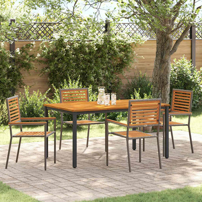 Set da Pranzo per Giardino 5 pcs Grigio polyrattan
