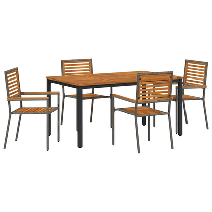 Set da Pranzo per Giardino 5 pcs Grigio polyrattan